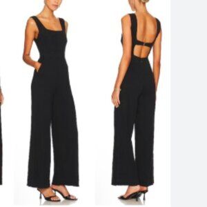 Free People Size Small Iris Jumpsuit Black Square Neck Sleeveless NEW